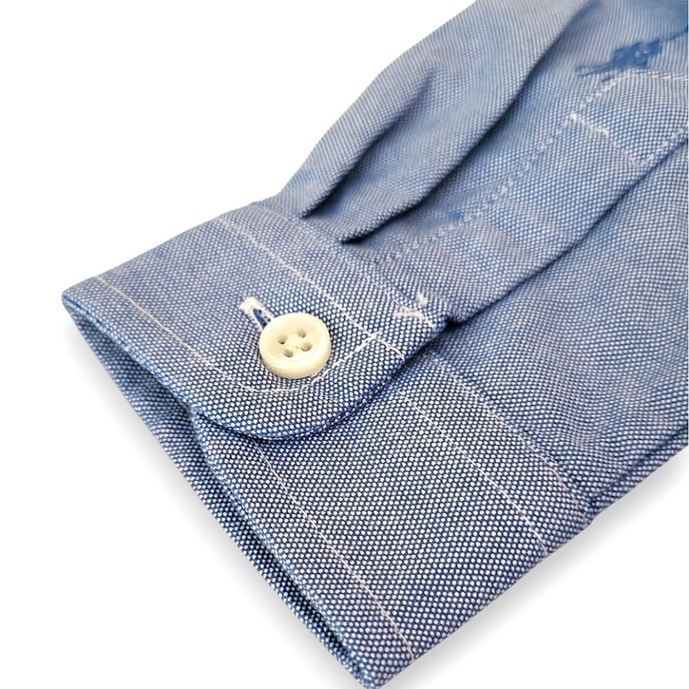 Polo Ralph Lauren Chambray Blue Baby Shirt Allover Pony Logo Long Sleeve, 6M NWT - Picture 8 of 14